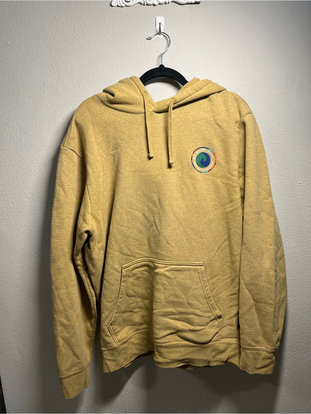 Men's Patagonia Mustard Hoodie with Subtle Spiral Patch